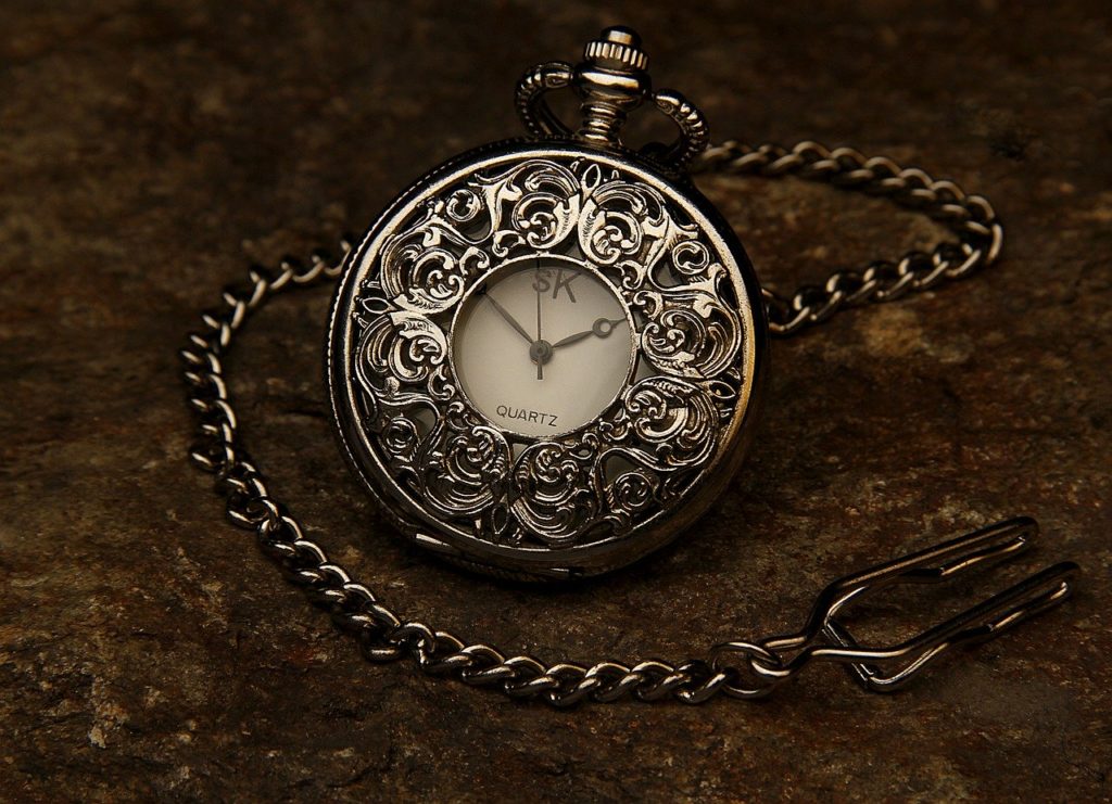 pocket watch, jewel, chain