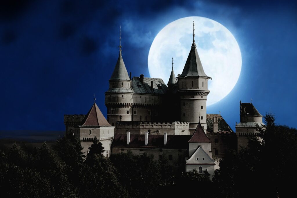 moon, castle, full moon